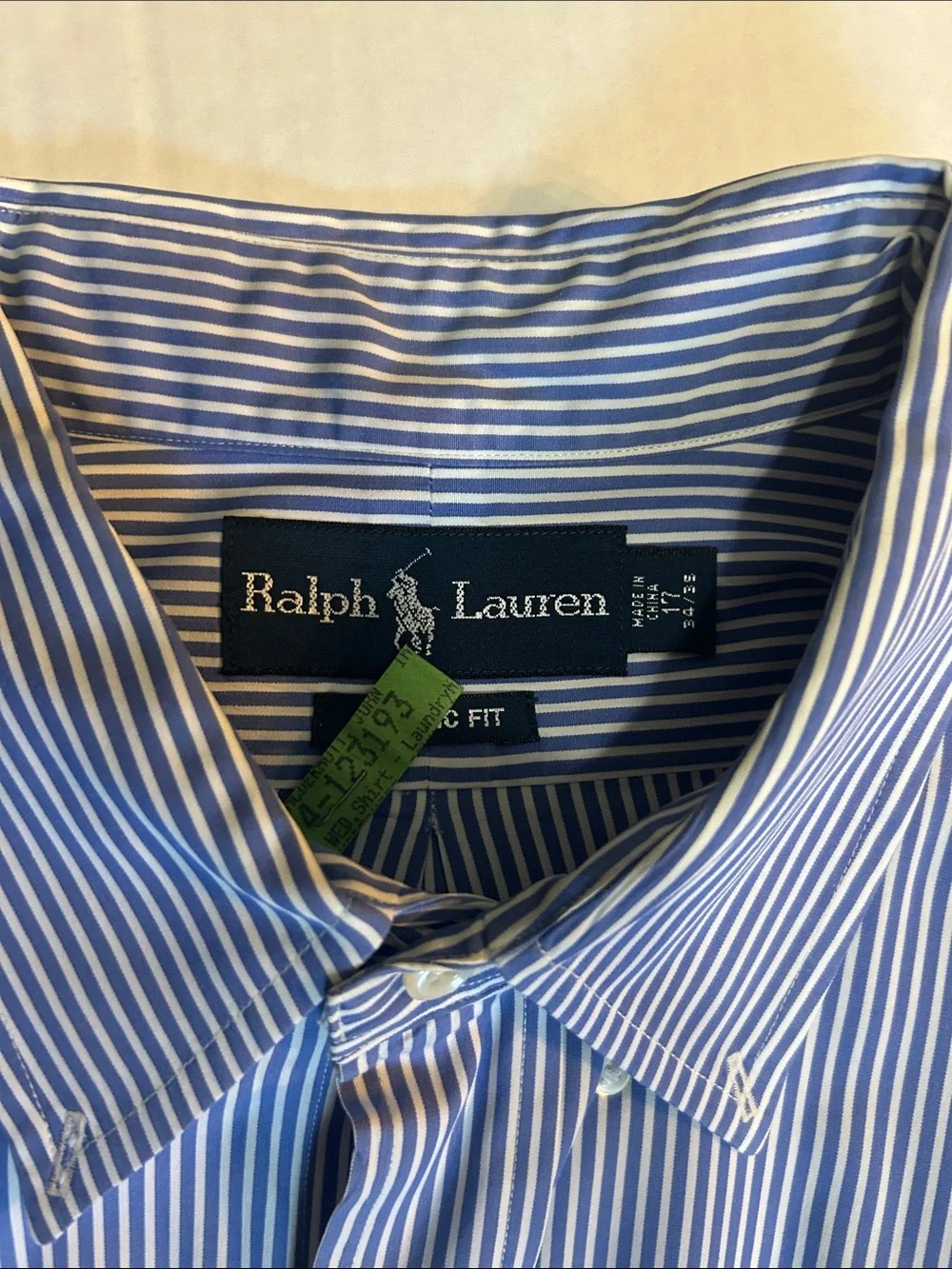 Polo by Ralph Lauren Blue and White Stripe Dress Shirt size 17 34/35